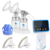 Bellababy Electric Breast Pump Portable, Double Breast Pump 4 Modes & 9 Levels Efficient Suction, Touch Control LED Timer Display Rechargeable, Comes with 21mm, 24mm, 27mm Flanges and Milk storage Bags